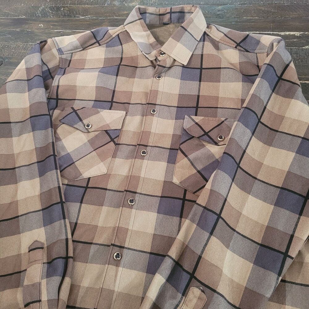 Aoliwen Thermal Work Flannel Shirt Men's Medium Quilted Lined Heavyweight Plaid